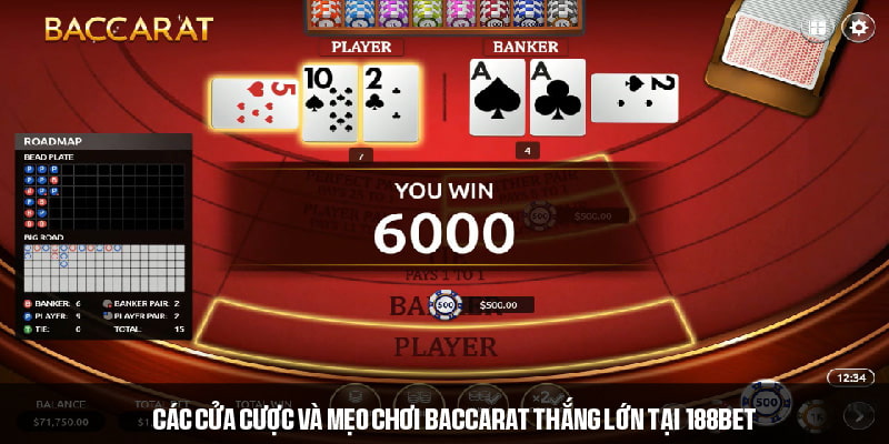 Các cửa cược và mẹo chơi Baccarat thắng lớn tại 188Bet 