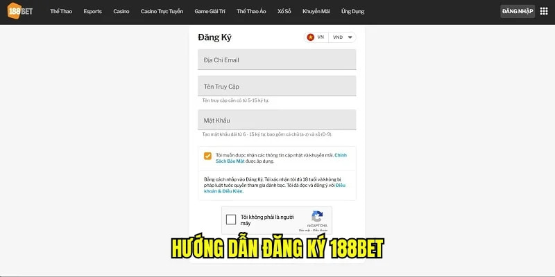 Hướng dẫn các bước đăng ký 188Bet thành công sau 3 phút